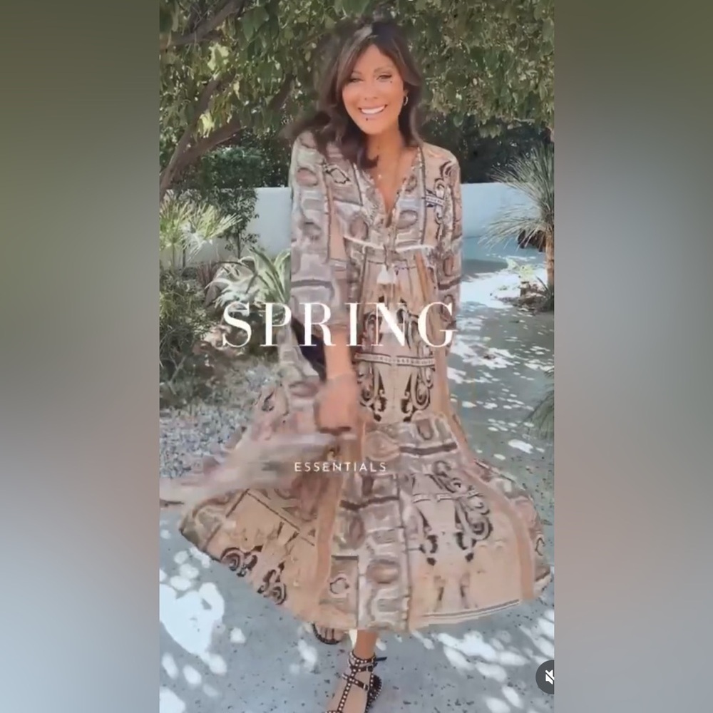 Olivaceous Long Sleeve Boho Midi Dress